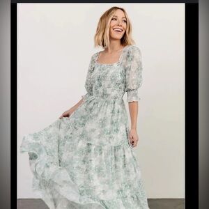 Baltic Born Bailey Eyelet Sage Green Floral Long Sleeve Dress